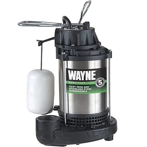 Wayne 58321-WYN3 CDU980E 3/4 HP Submersible Cast Iron and Stainless Steel Sump Pump with Integrated Vertical Float Switch, Large,...