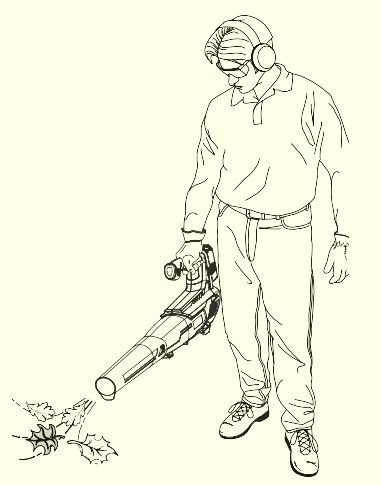 proper holding position of leaf blower